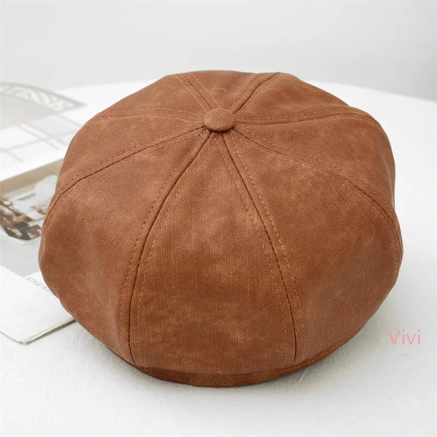 Women Duck Tongue Beret Hat Brown Autumn Winter — feature 12