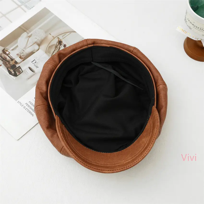 Women Duck Tongue Beret Hat Brown Autumn Winter — feature 13