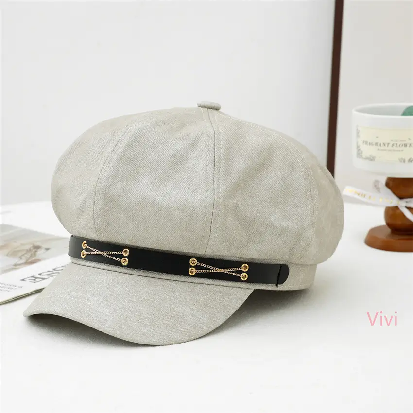 Women Duck Tongue Beret Hat Brown Autumn Winter - Image 2