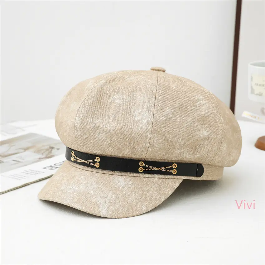 Women Duck Tongue Beret Hat Brown Autumn Winter - Image 3