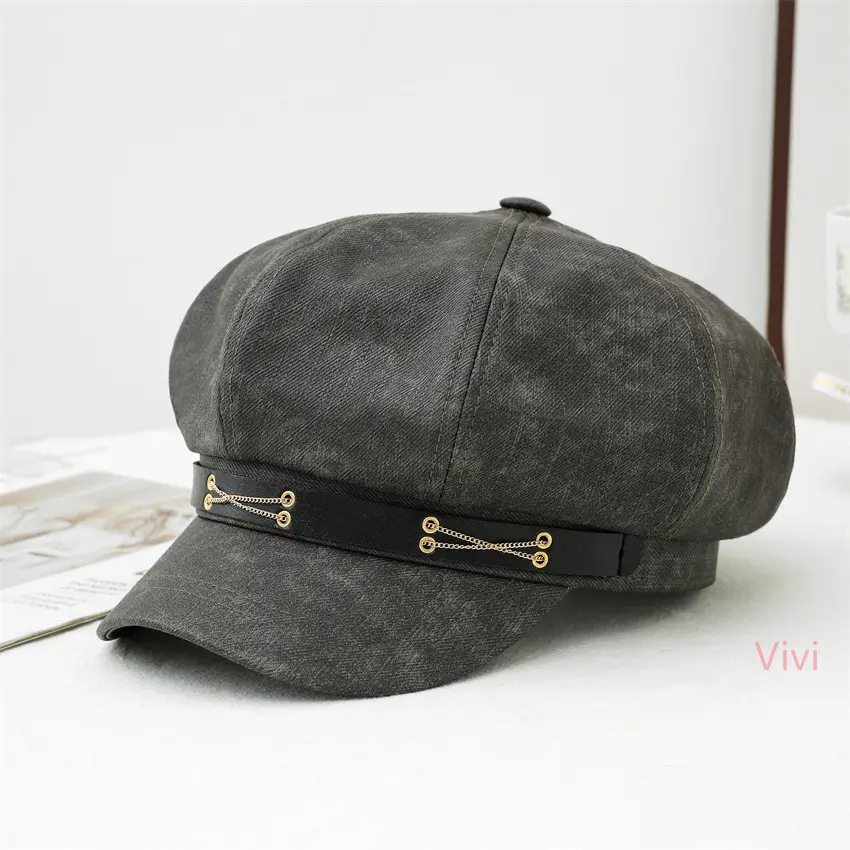 Women Duck Tongue Beret Hat Brown Autumn Winter - Image 4