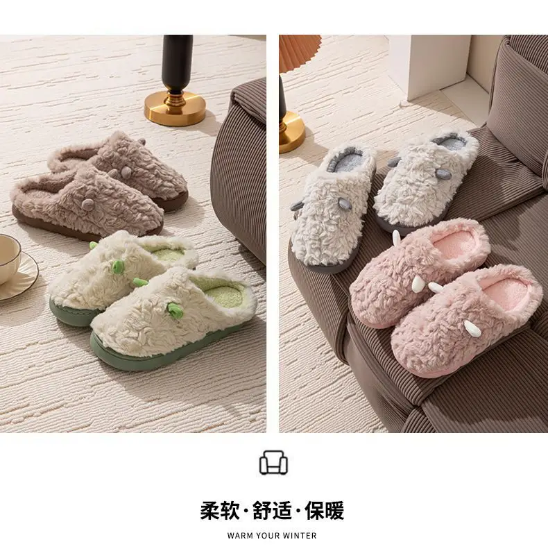 Thick Plush Cotton Slippers for Men 2025 New Style Home Non-Slip Furry Slippers Autumn and Winter Soft-Soled Non-Slip Maternity Shoes for Women — feature 16