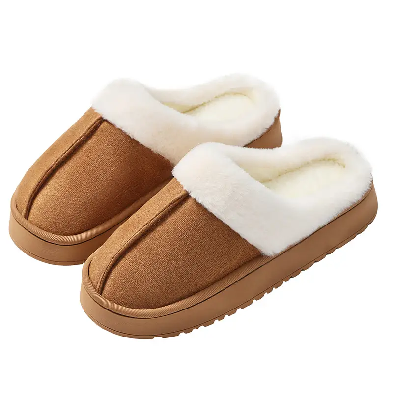 Thick-Soled Non-Slip Home Cotton Slippers Waterproof Non-Slip Simple Versatile Slippers High-End Thickened Suede Couple Cotton Slippers - Image 9