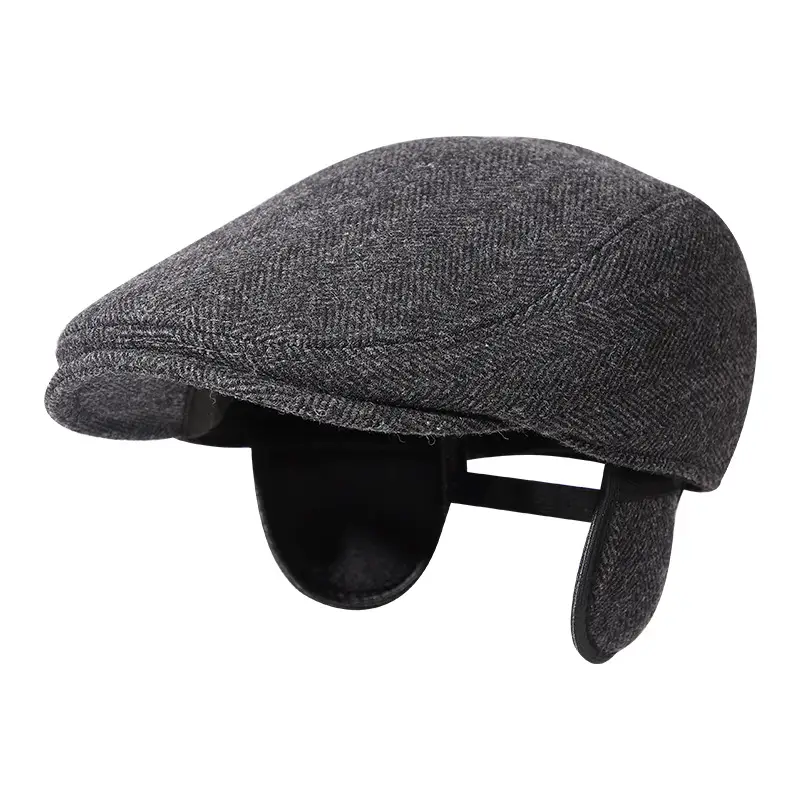 Winter Wool Ear Cap Gray for Elderly Men - Image 7