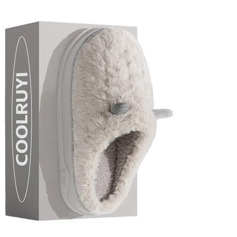 New Eva Cute Sheep Horn Cotton Slippers for Women, Winter Indoor Warm Couple Plush Slippers Maternity Shoes - Image 11