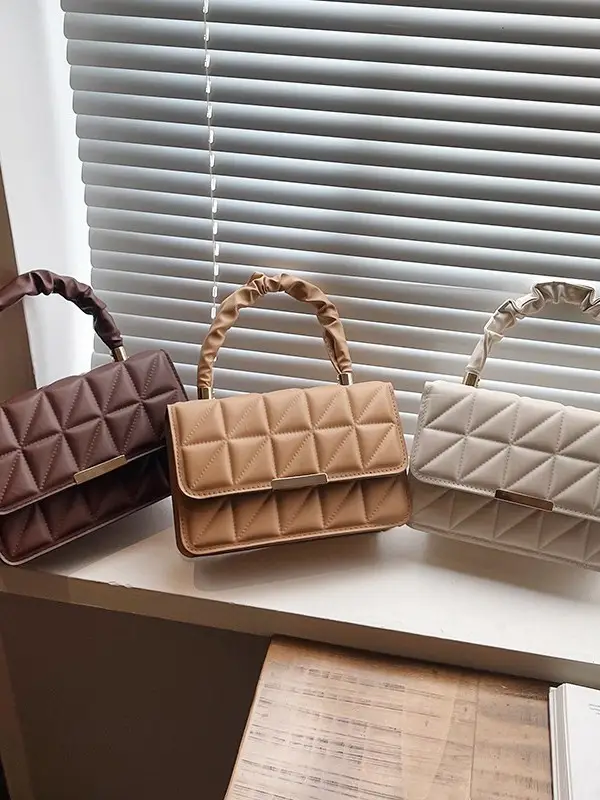 Women's Quilted Crossbody Bag 2024 Autumn Brown Beige - Image 6