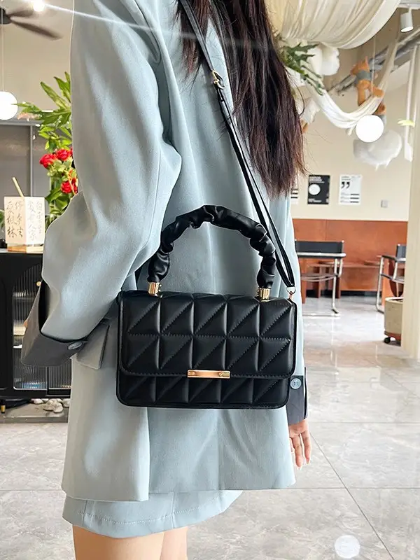Women's Quilted Crossbody Bag 2024 Autumn Brown Beige - Image 9