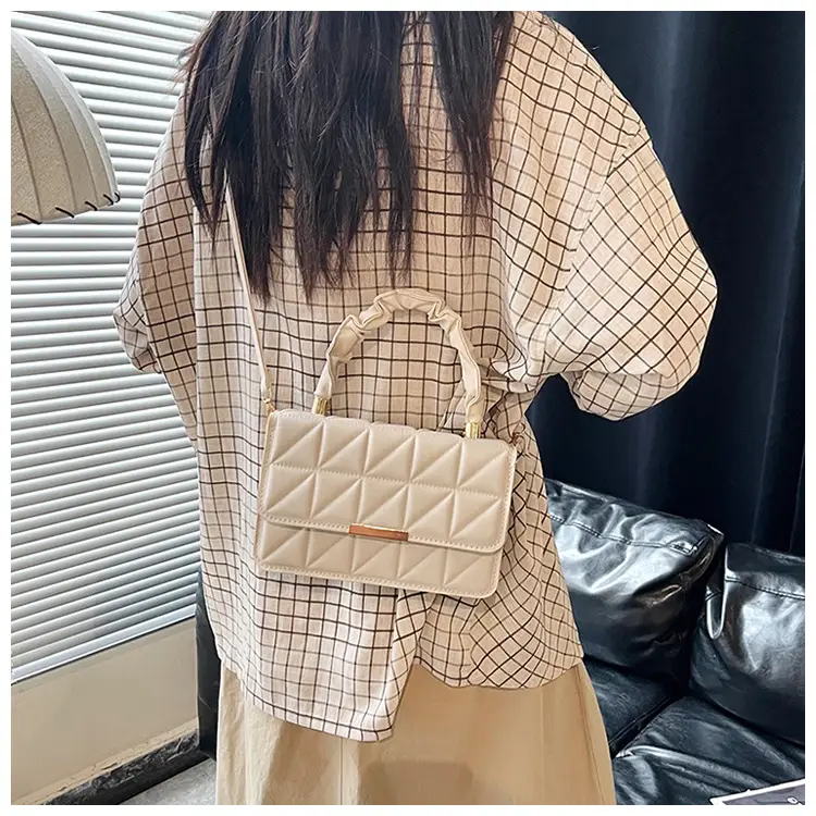 Women's Quilted Crossbody Bag 2024 Autumn Brown Beige — feature 10
