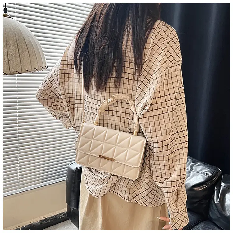 Women's Quilted Crossbody Bag 2024 Autumn Brown Beige — feature 11