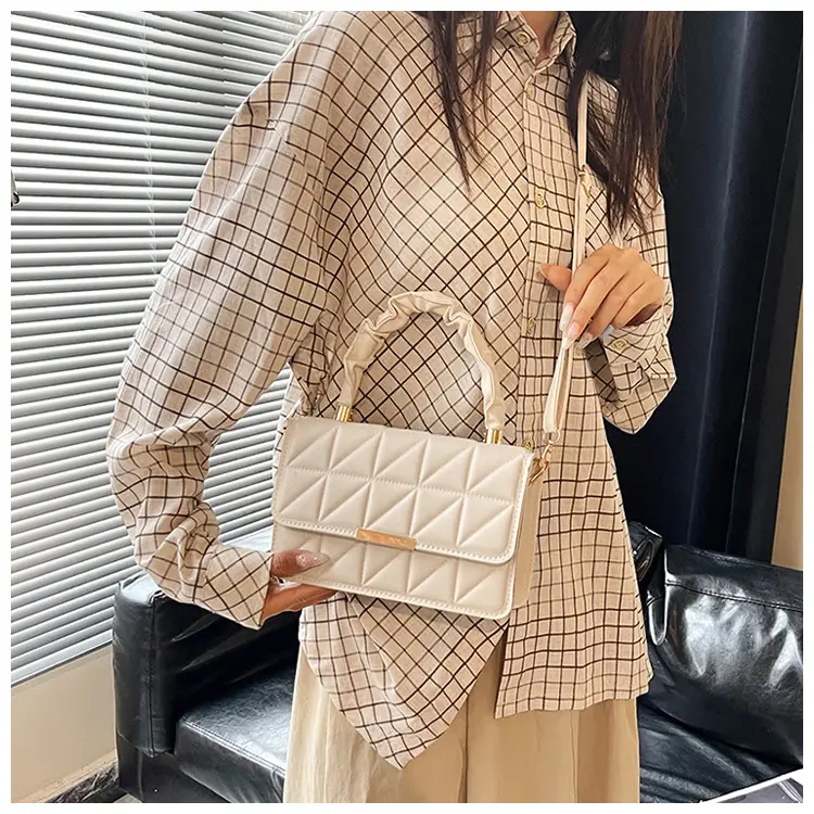 Women's Quilted Crossbody Bag 2024 Autumn Brown Beige — feature 12