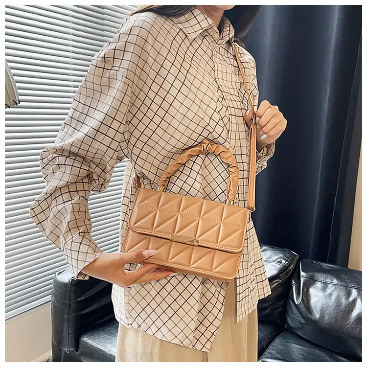 Women's Quilted Crossbody Bag 2024 Autumn Brown Beige — feature 13