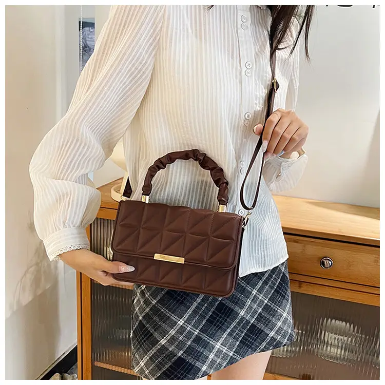 Women's Quilted Crossbody Bag 2024 Autumn Brown Beige — feature 19