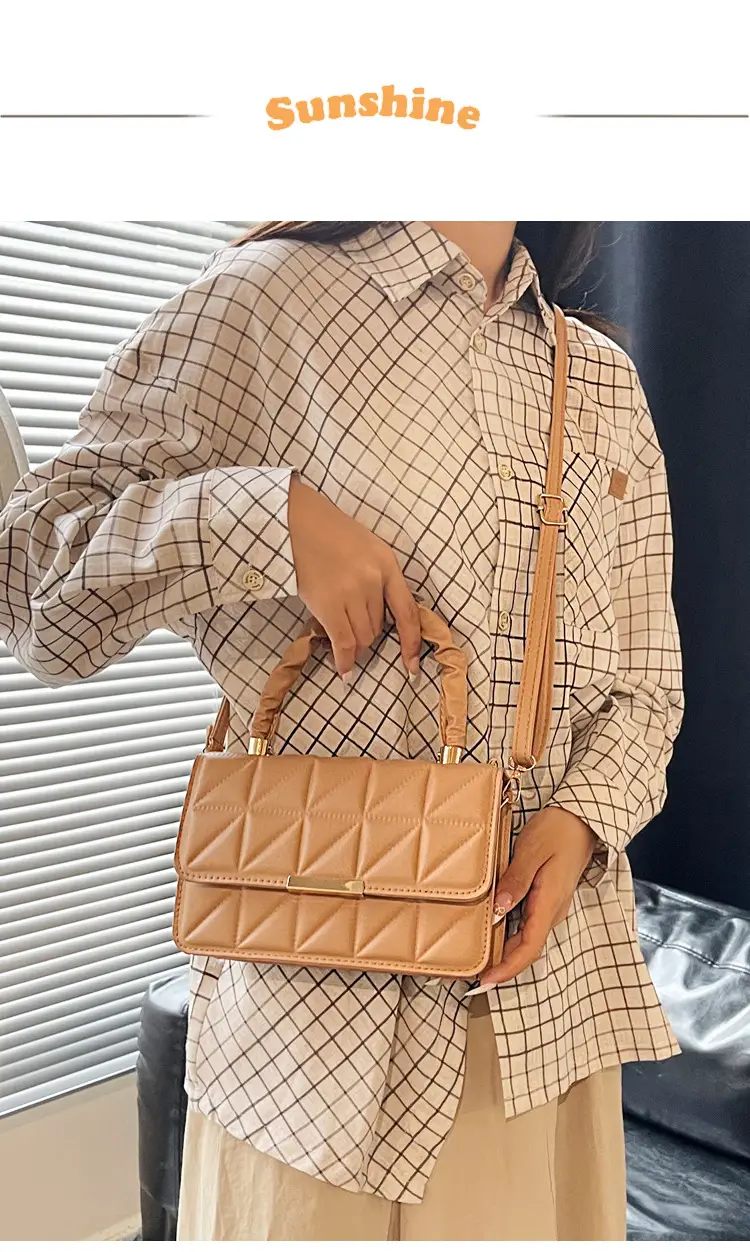 Women's Quilted Crossbody Bag 2024 Autumn Brown Beige — feature 2