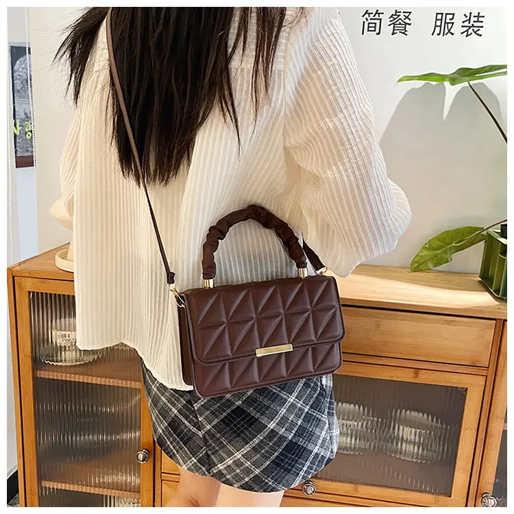 Women's Quilted Crossbody Bag 2024 Autumn Brown Beige — feature 20