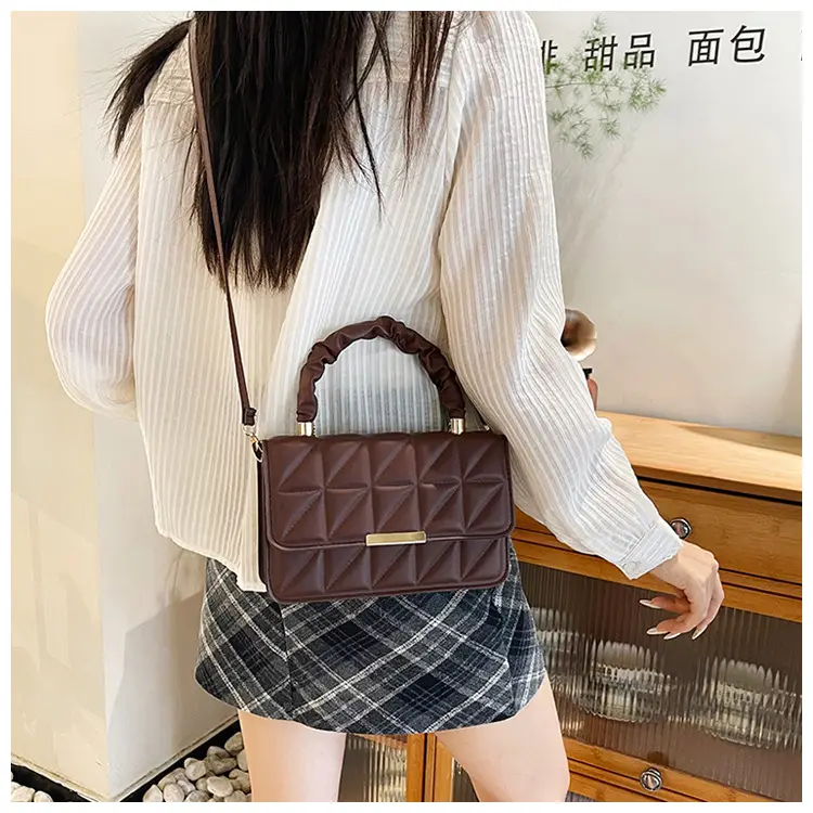 Women's Quilted Crossbody Bag 2024 Autumn Brown Beige — feature 21