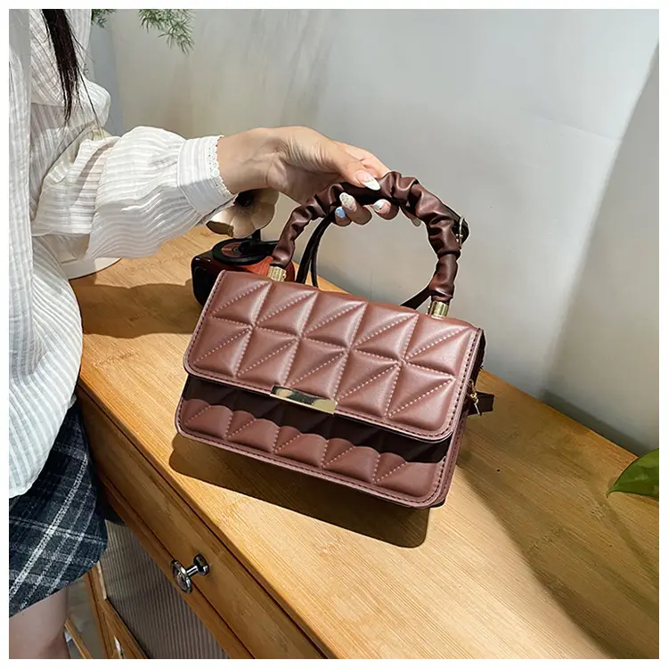 Women's Quilted Crossbody Bag 2024 Autumn Brown Beige — feature 23
