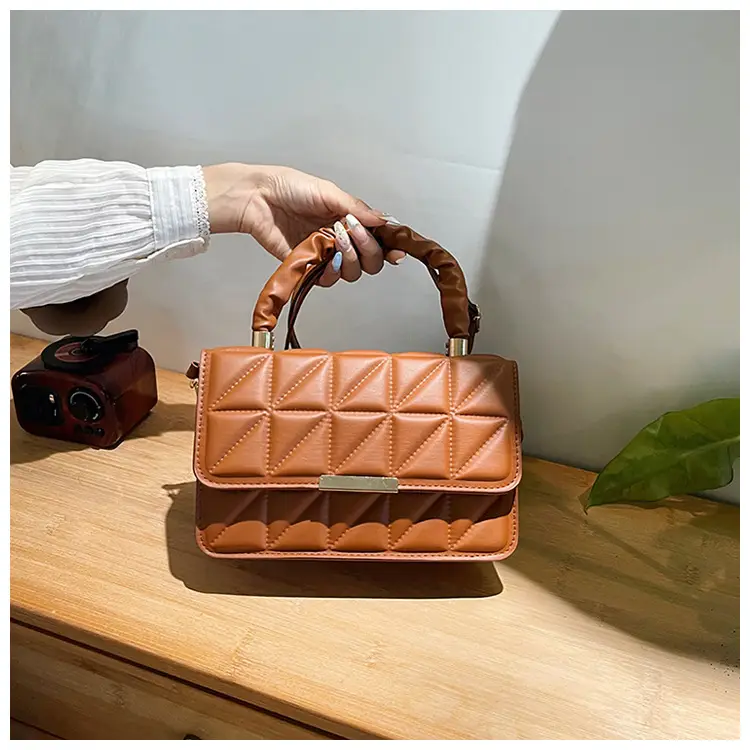 Women's Quilted Crossbody Bag 2024 Autumn Brown Beige — feature 25