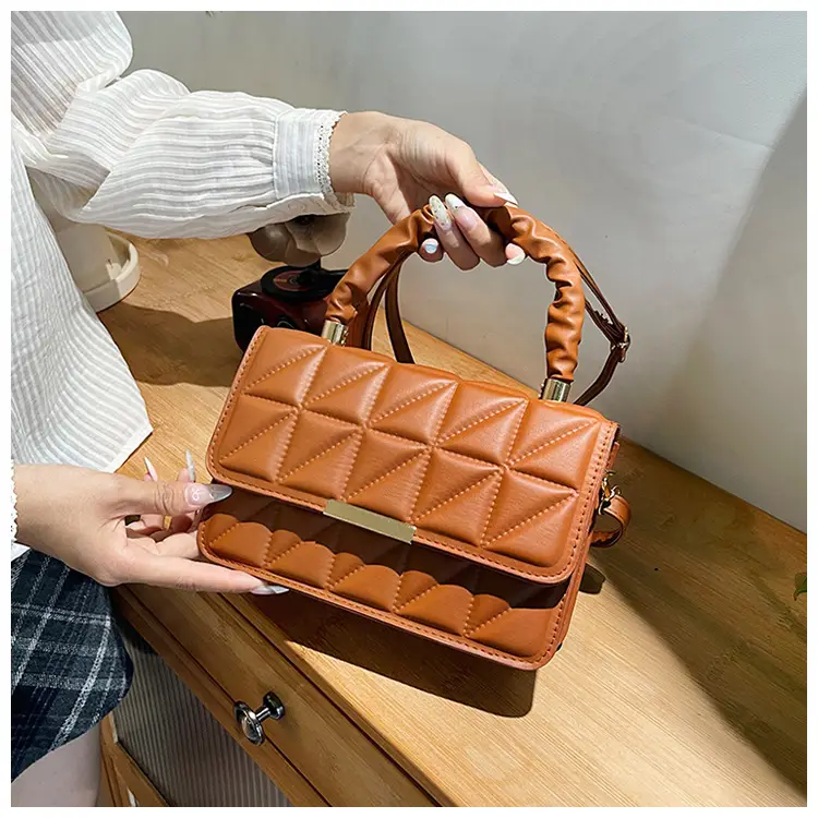 Women's Quilted Crossbody Bag 2024 Autumn Brown Beige — feature 26