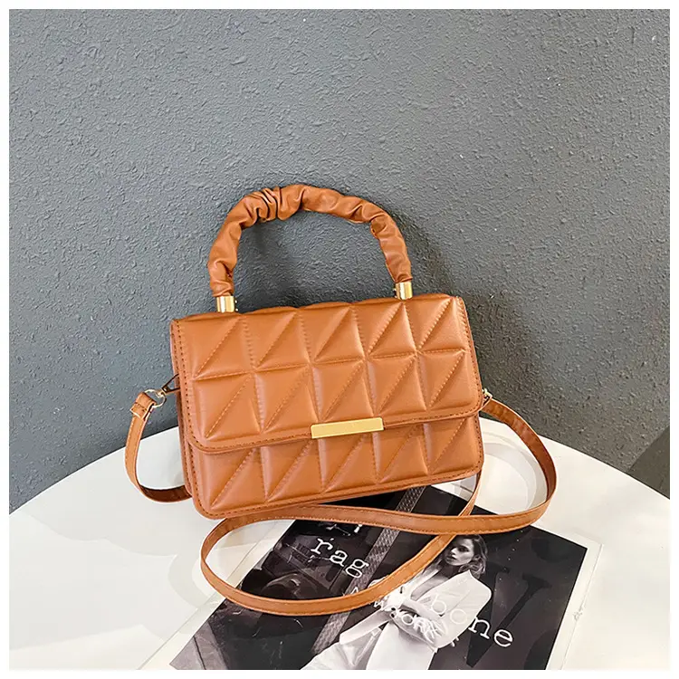 Women's Quilted Crossbody Bag 2024 Autumn Brown Beige — feature 30