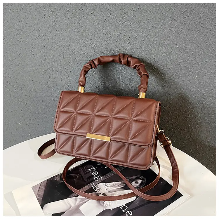 Women's Quilted Crossbody Bag 2024 Autumn Brown Beige — feature 31