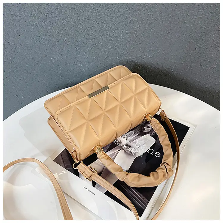 Women's Quilted Crossbody Bag 2024 Autumn Brown Beige — feature 34