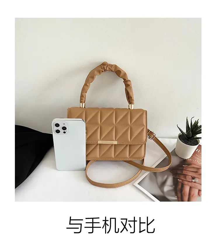 Women's Quilted Crossbody Bag 2024 Autumn Brown Beige — feature 5