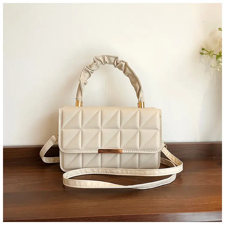 Women's Quilted Crossbody Bag 2024 Autumn Brown Beige - Image 2
