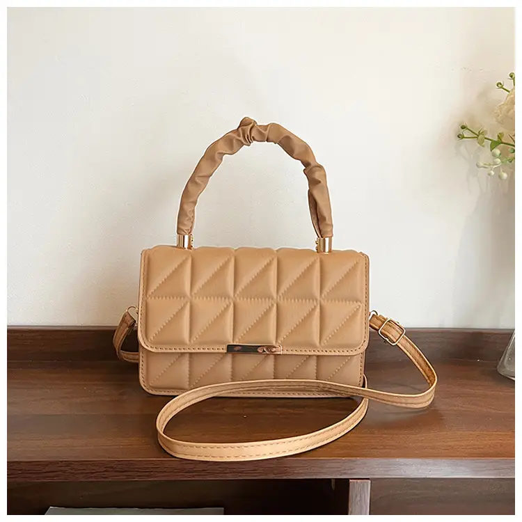 Women's Quilted Crossbody Bag 2024 Autumn Brown Beige - Image 5
