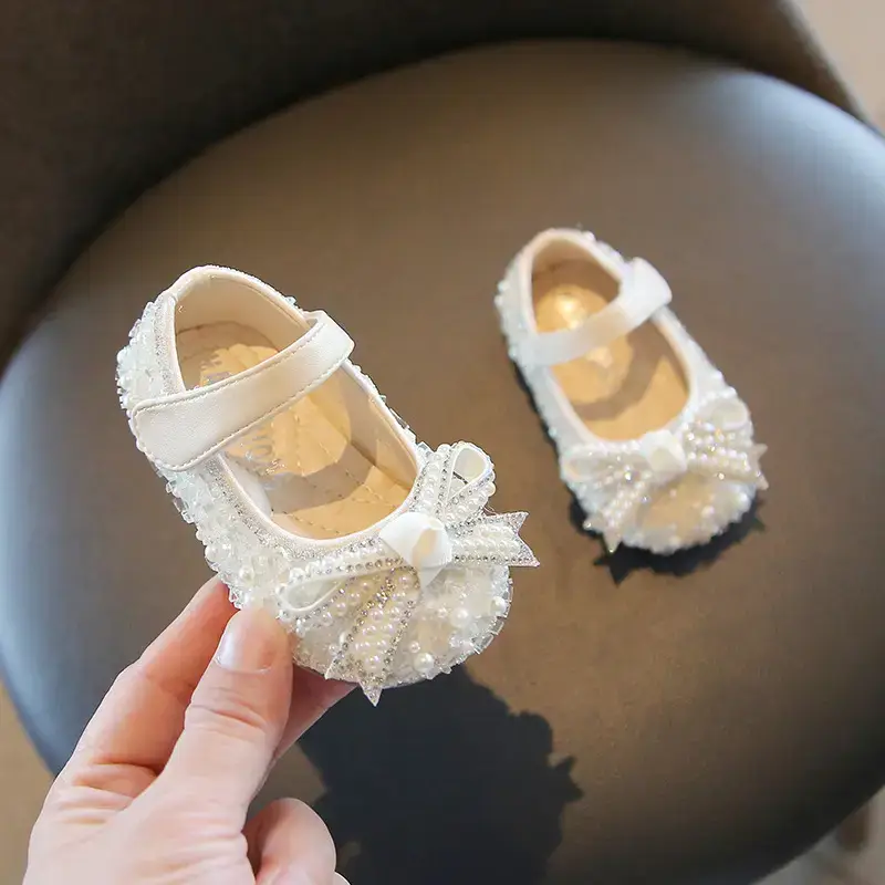 Baby Girl Shoes 1-3Yrs Pearl Bow Sole