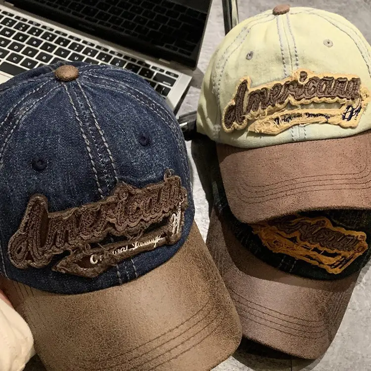 Wash Denim Baseball Caps Vintage Style Unisex — feature 4