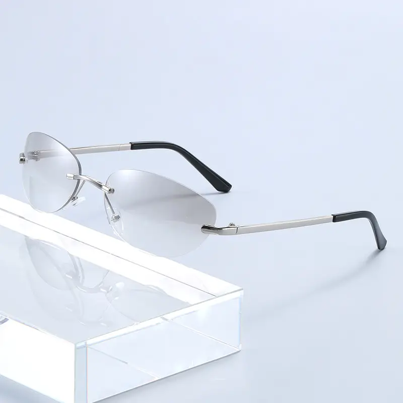 Retro Frameless Oval Sunglasses Y2K Metal Ins Sexy Sunglasses - Image 4