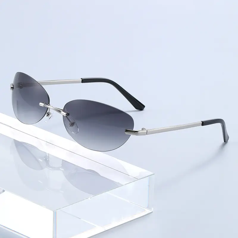 Retro Frameless Oval Sunglasses Y2K Metal Ins Sexy Sunglasses - Image 7