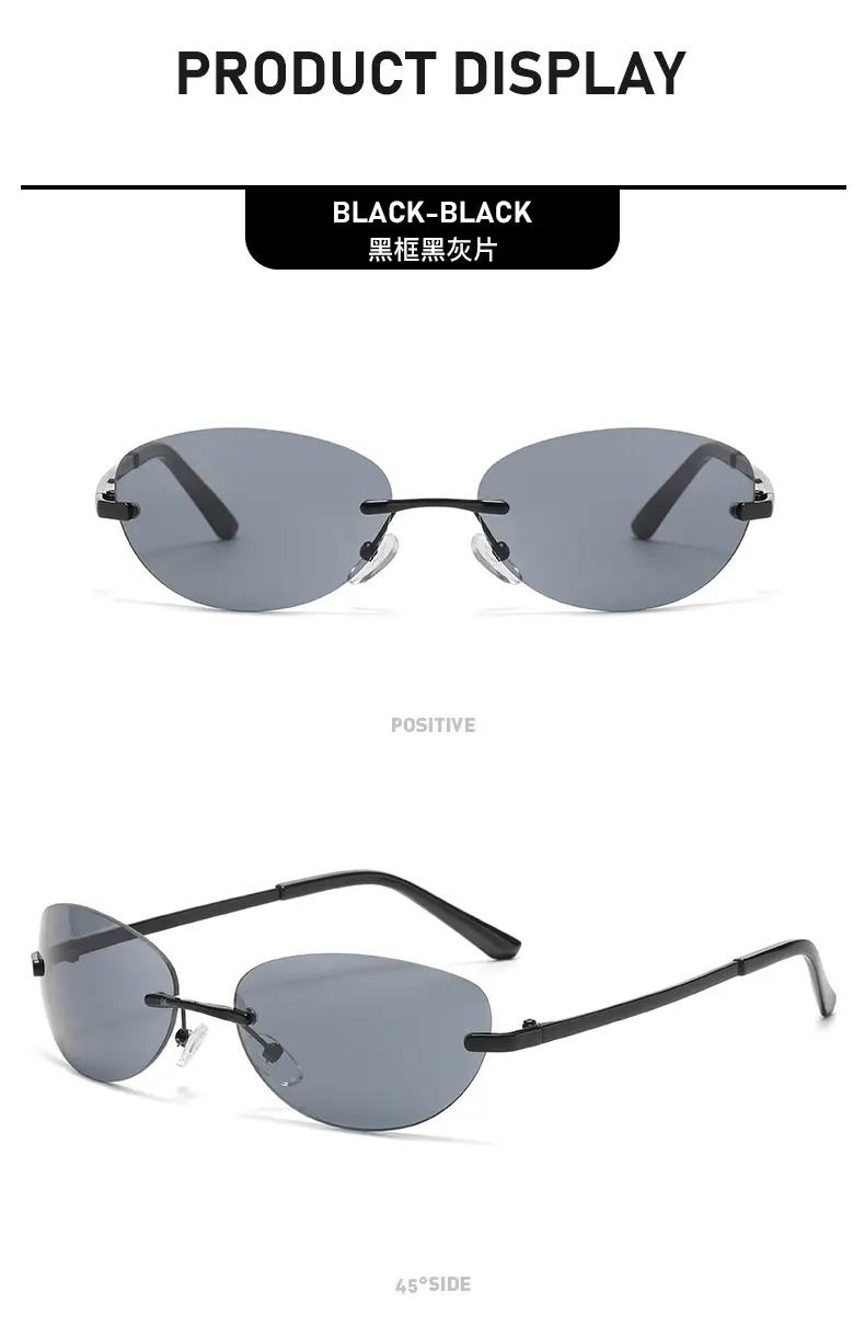 Retro Frameless Oval Sunglasses Y2K Metal Ins Sexy Sunglasses — feature 10