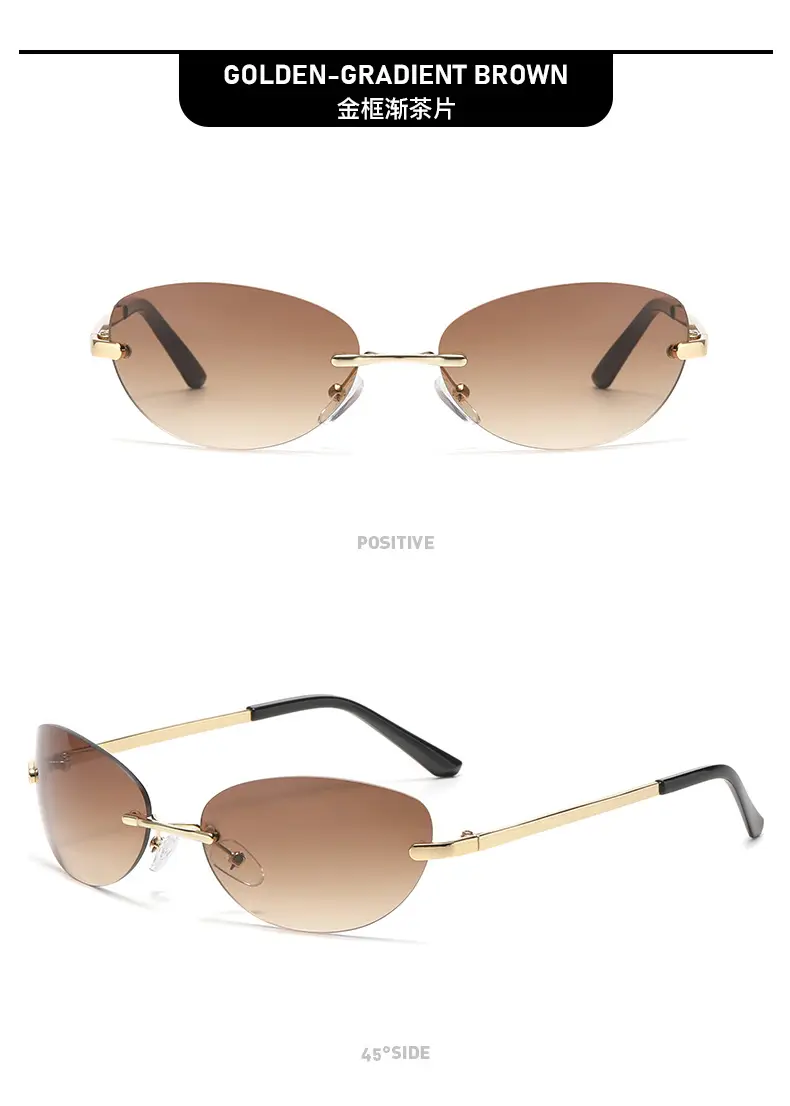 Retro Frameless Oval Sunglasses Y2K Metal Ins Sexy Sunglasses — feature 11