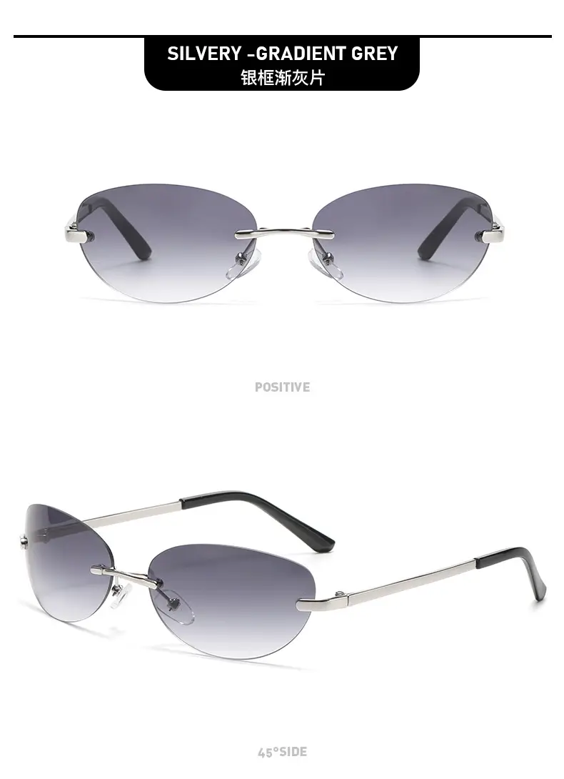 Retro Frameless Oval Sunglasses Y2K Metal Ins Sexy Sunglasses — feature 12