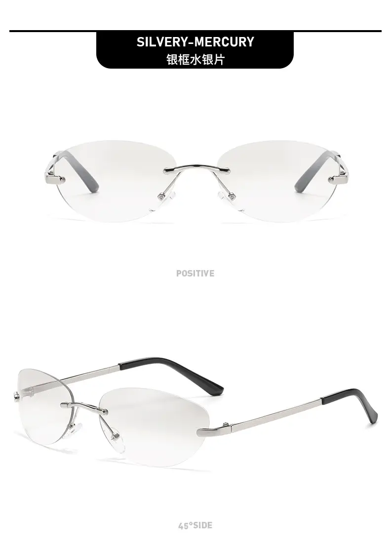 Retro Frameless Oval Sunglasses Y2K Metal Ins Sexy Sunglasses — feature 13