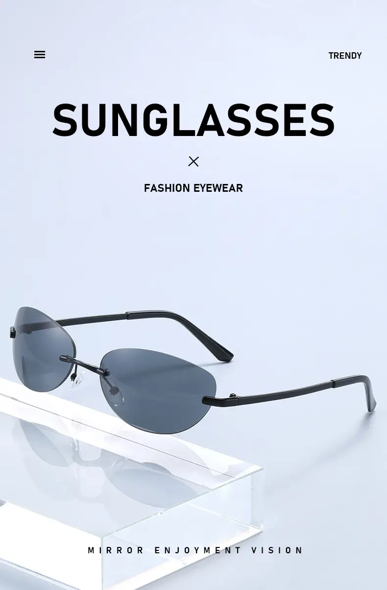 Retro Frameless Oval Sunglasses Y2K Metal Ins Sexy Sunglasses — feature 3