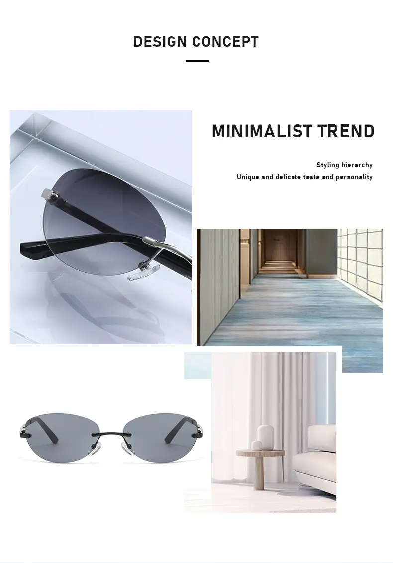 Retro Frameless Oval Sunglasses Y2K Metal Ins Sexy Sunglasses — feature 4