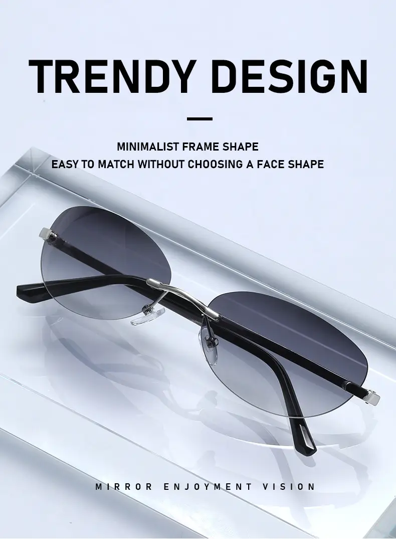 Retro Frameless Oval Sunglasses Y2K Metal Ins Sexy Sunglasses — feature 5