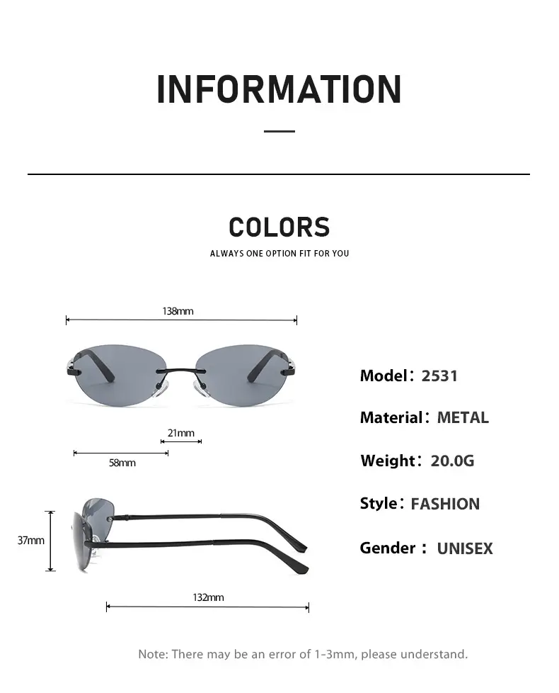 Retro Frameless Oval Sunglasses Y2K Metal Ins Sexy Sunglasses — feature 6
