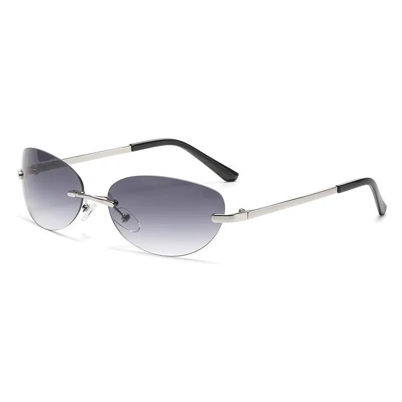 Retro Frameless Oval Sunglasses Y2K Metal Ins Sexy Sunglasses - Image 2