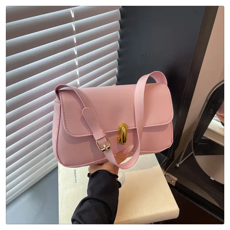 Korean Style Women's Pink Black White Shoulder Bag - Image 6