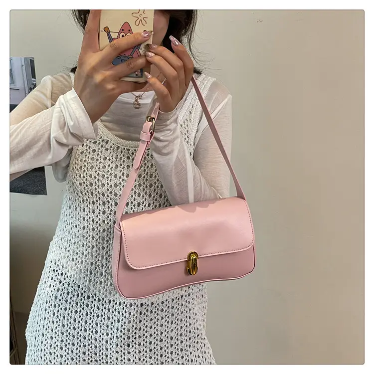 Korean Style Women's Pink Black White Shoulder Bag — feature 20