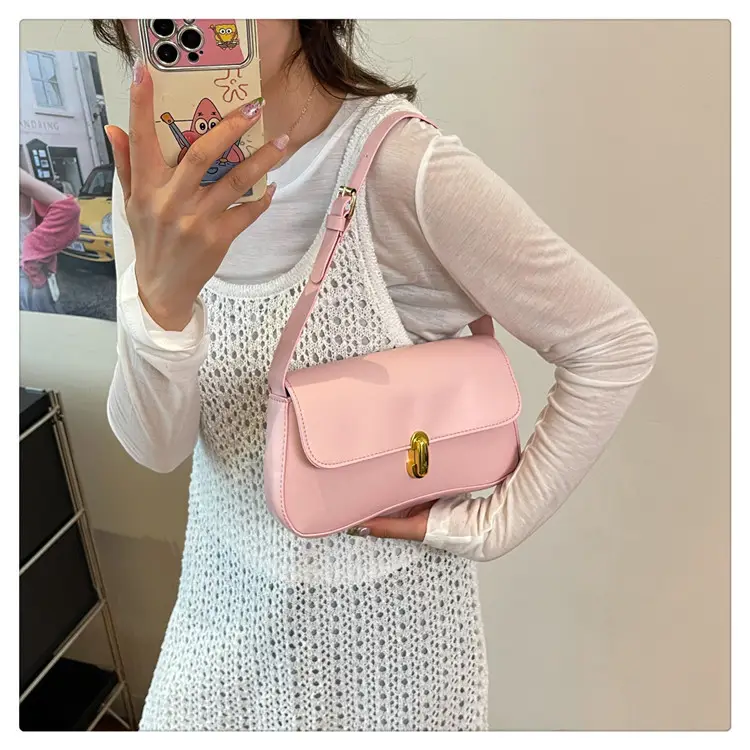 Korean Style Women's Pink Black White Shoulder Bag — feature 22