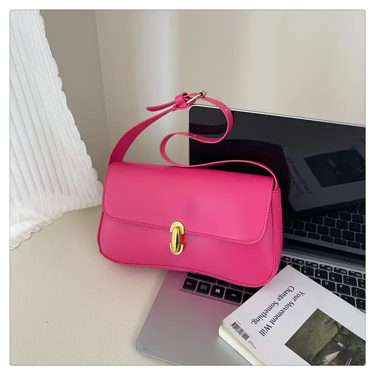 Korean Style Women's Pink Black White Shoulder Bag - Image 3