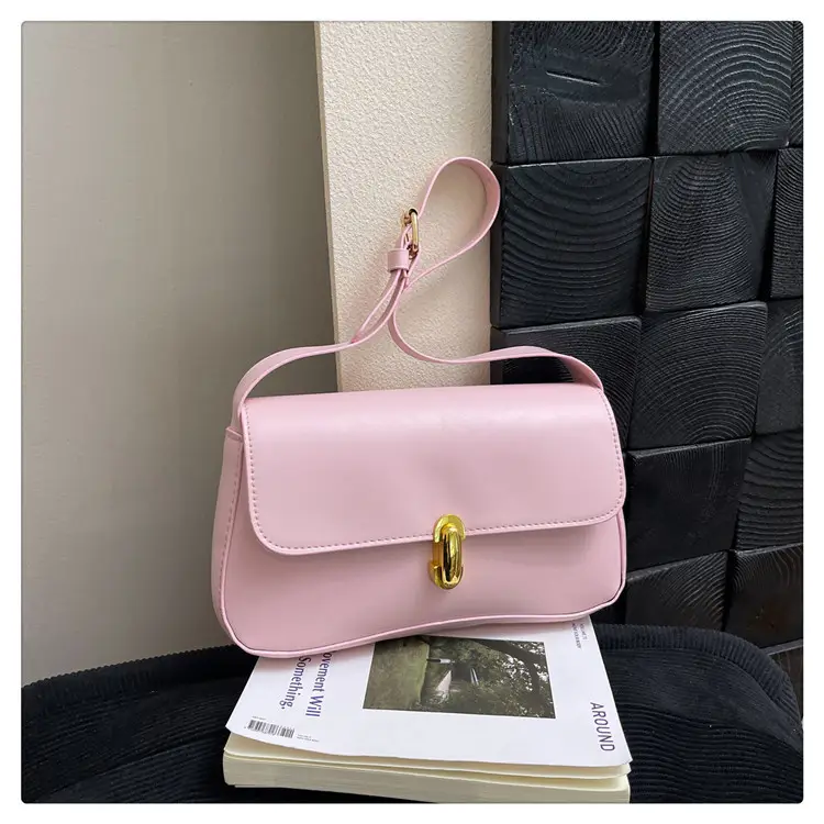 Korean Style Women's Pink Black White Shoulder Bag - Image 4
