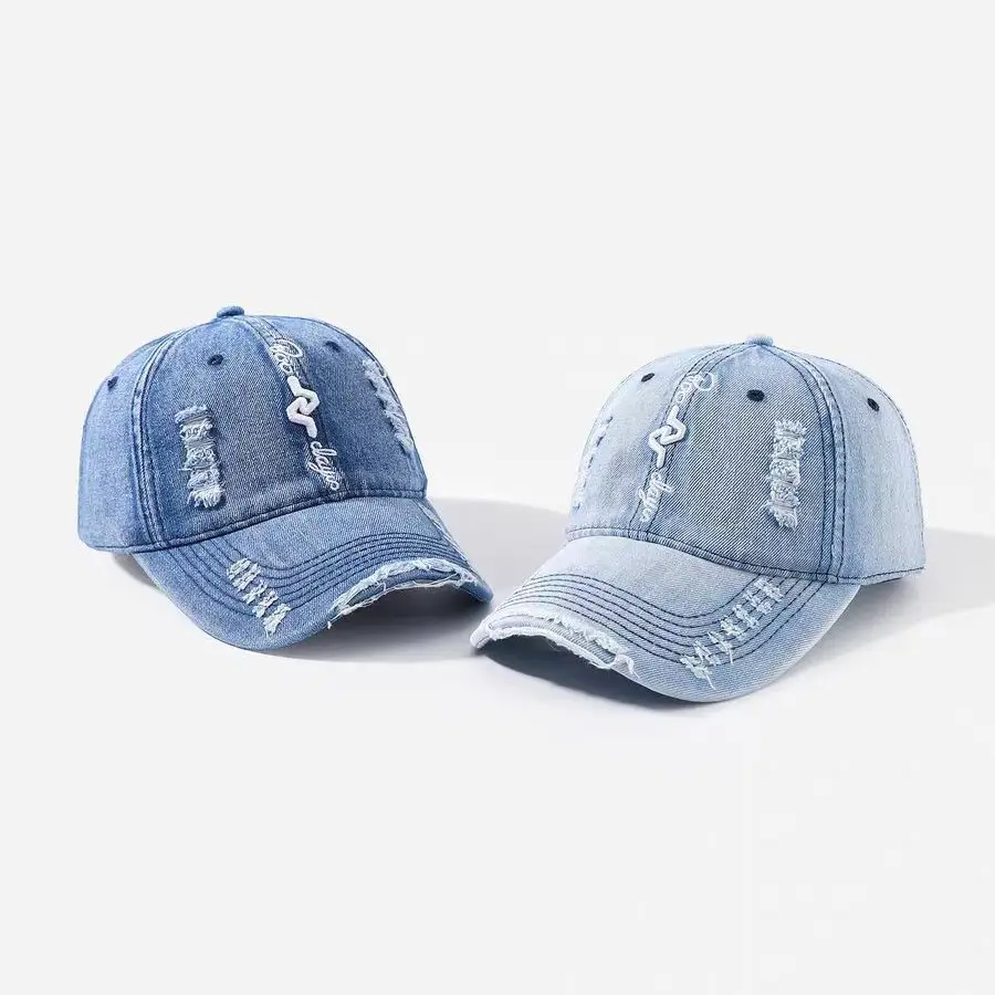Men Denim Ripped Baseball Cap Spring Summer Street Fashion - Image 5