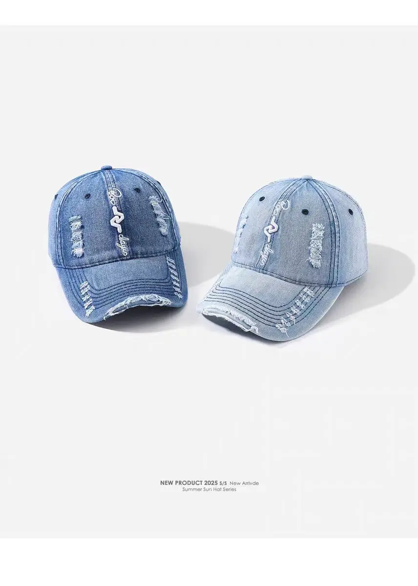 Men Denim Ripped Baseball Cap Spring Summer Street Fashion — feature 4