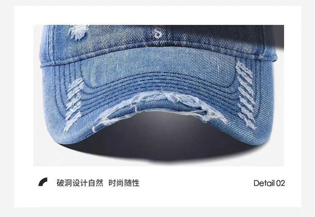 Men Denim Ripped Baseball Cap Spring Summer Street Fashion — feature 8