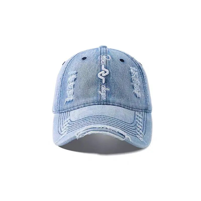 Men Denim Ripped Baseball Cap Spring Summer Street Fashion - Image 3